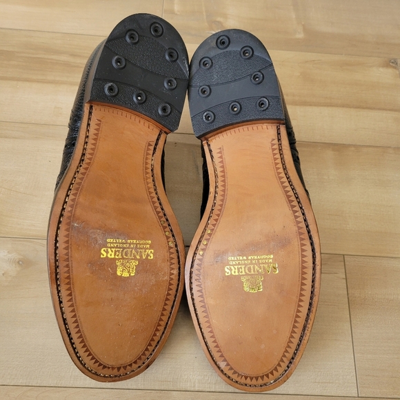 Sanders Men's US 9.5 Braemar Black Grain Leather Highland Brogue Dress Shoes - Picture 6 of 7